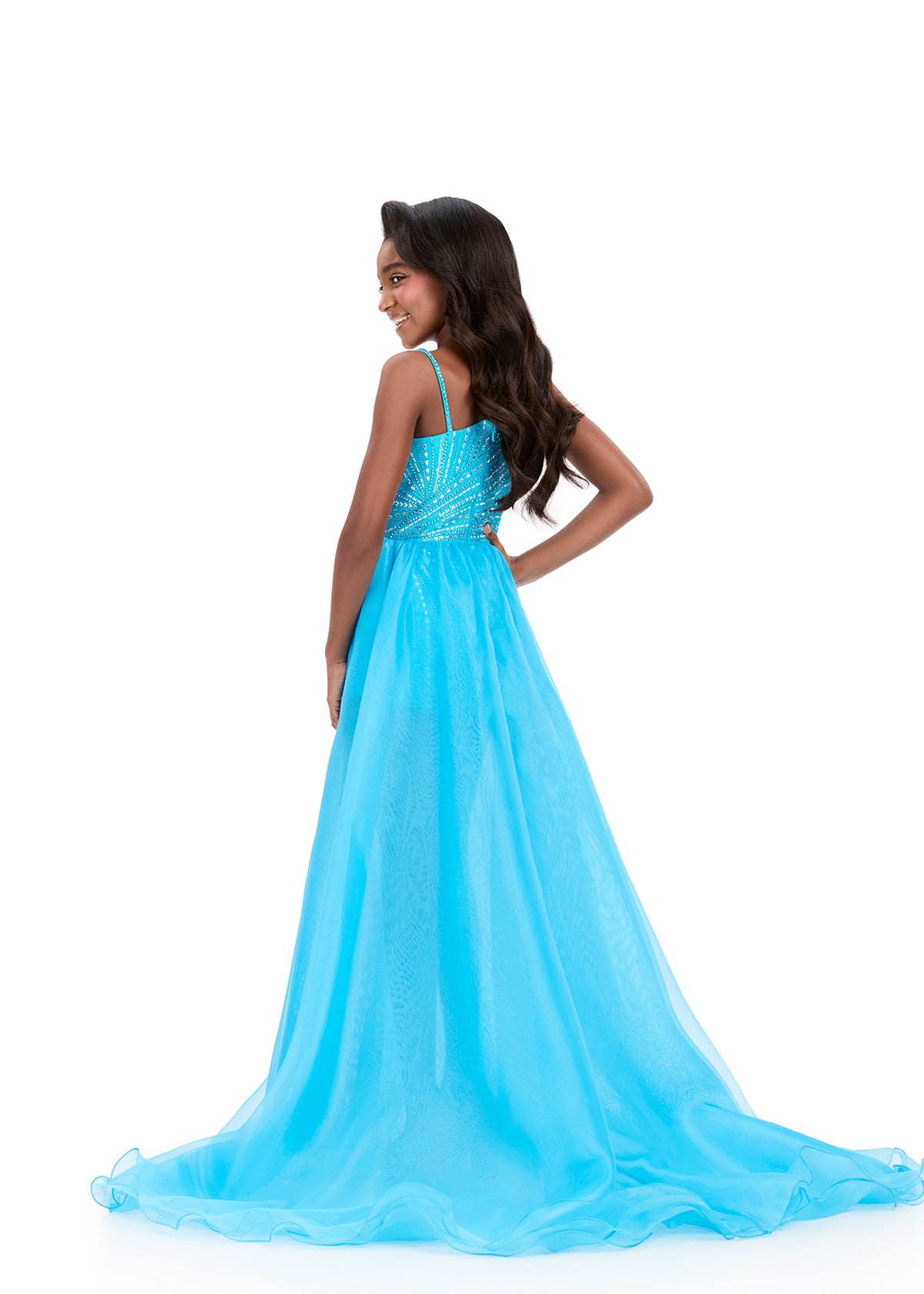 ASHLEYlauren Style 8362 Kids Beaded Pageant Romper with Overskirt