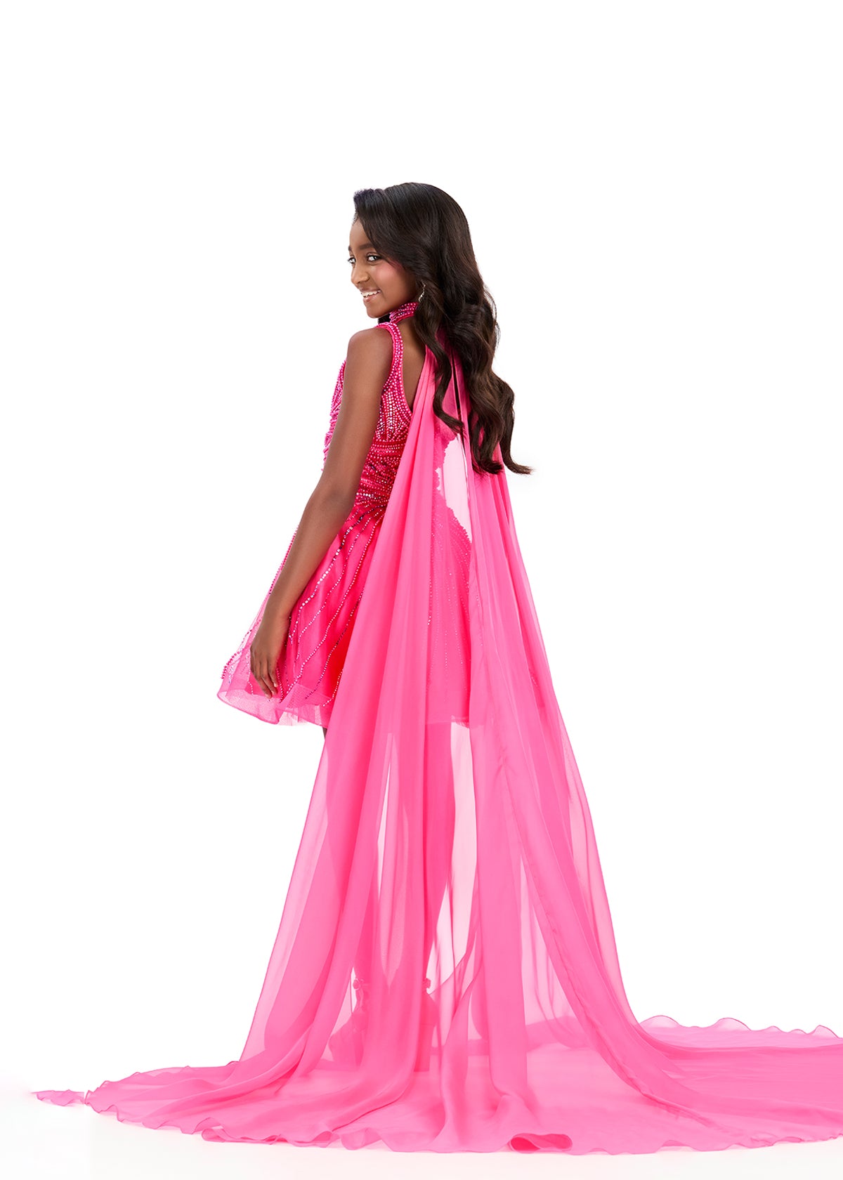 ASHLEYlauren Style 8365 Kids Cocktail Dress with Collar Cape