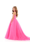 ASHLEYlauren 8366 | Pink halter kids ball gown with embellished bodice and pleated tulle skirt