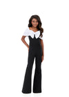 ASHLEYlauren 8372 | Black-White pageant jumpsuit with off-shoulder neckline and sculpted fit