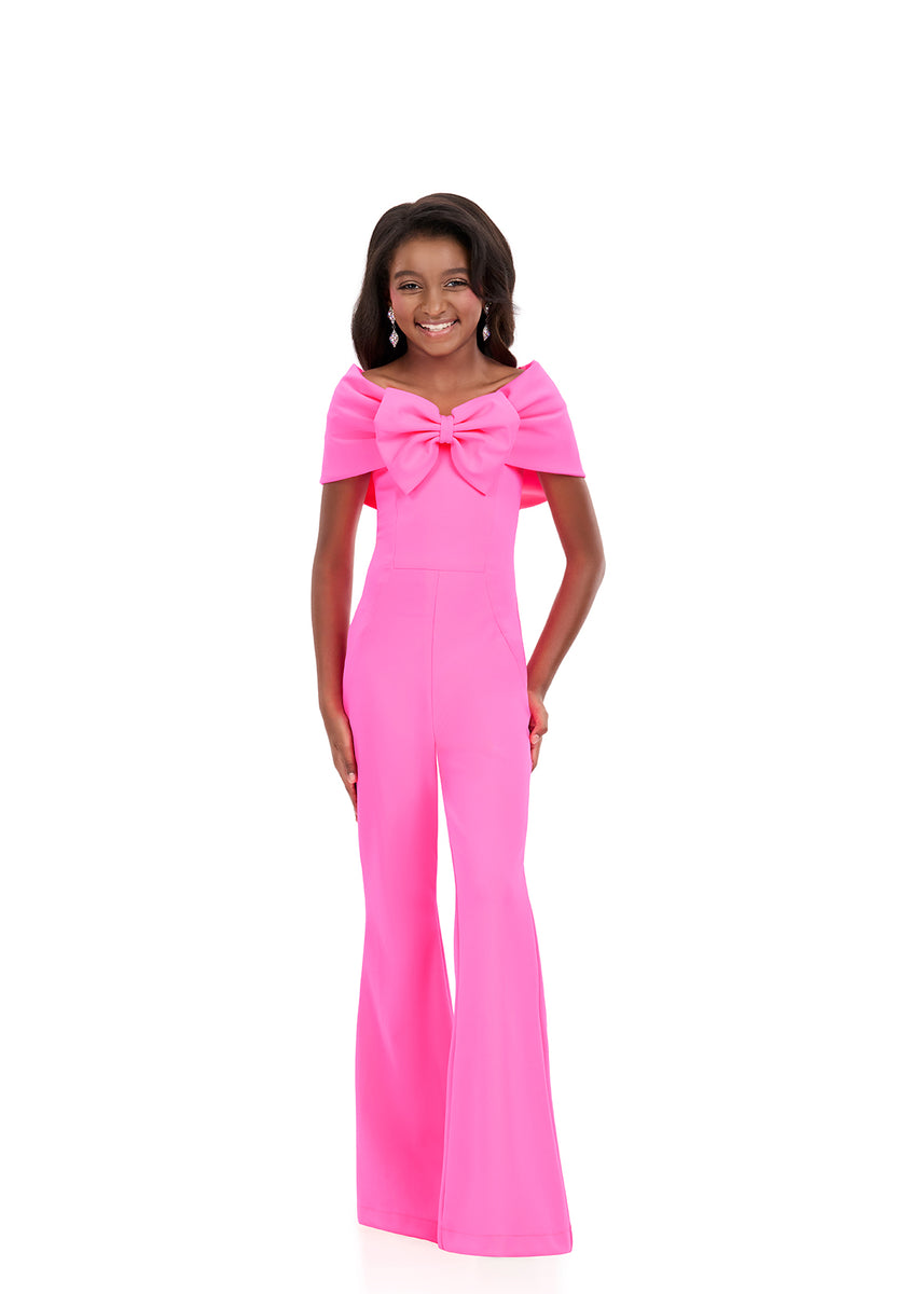 ASHLEYlauren Style 8372 Kids Pageant Jumpsuit with Off Shoulder