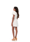 ASHLEYlauren 8374 | Ivory tweed kids dress with puff sleeves and waist bow detail