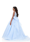 ASHLEYlauren 8375 | Sky kids gown with embellished bodice and full organza skirt
