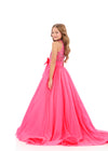 ASHLEYlauren 8377 | Hot-Pink chiffon gown with halter neckline and crystal detailing