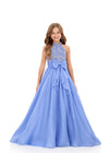 ASHLEYlauren 8377 | Periwinkle chiffon gown with halter neckline and embellished bodice
