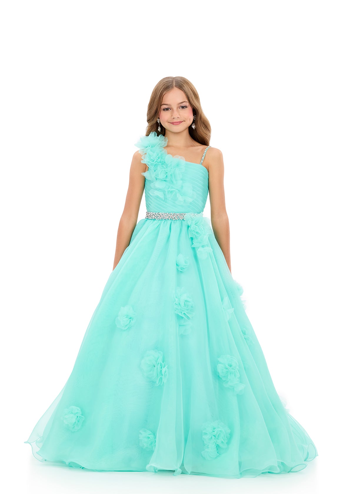ASHLEYlauren Style 8380 Kids Pageant Gown with 3D Flower Appliqué