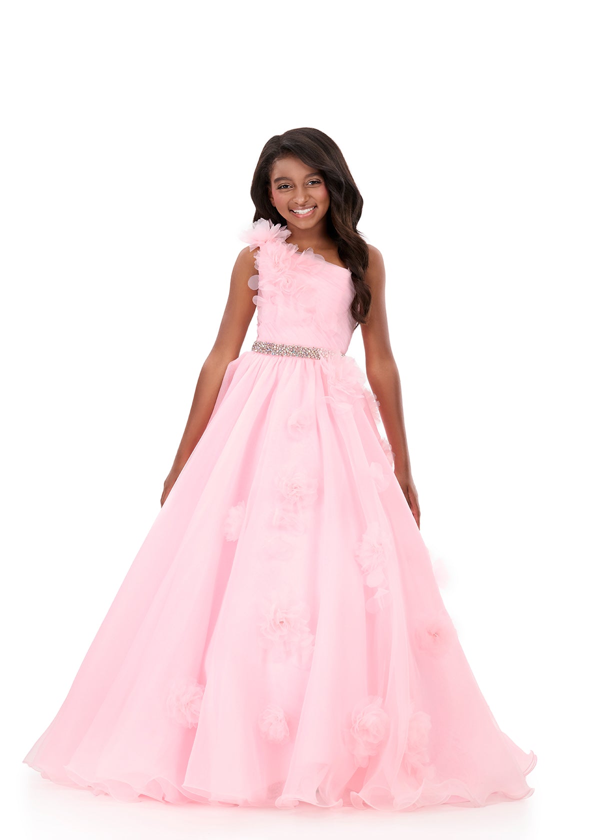 ASHLEYlauren Style 8380 Kids Pageant Gown with 3D Flower Appliqué