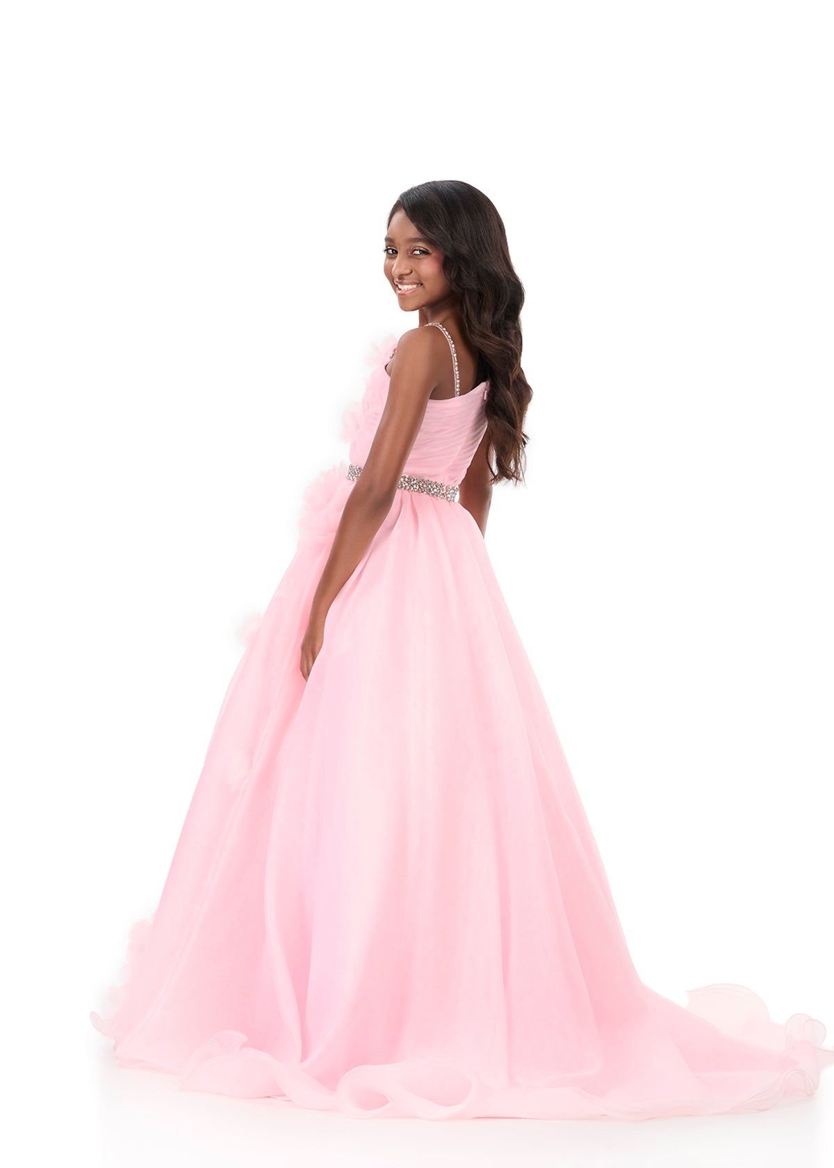 ASHLEYlauren Style 8380 Kids Pageant Gown with 3D Flower Appliqué
