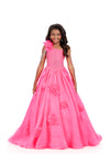 ASHLEYlauren 8381 | Hot-Pink pageant gown with crystal detailing and full skirt