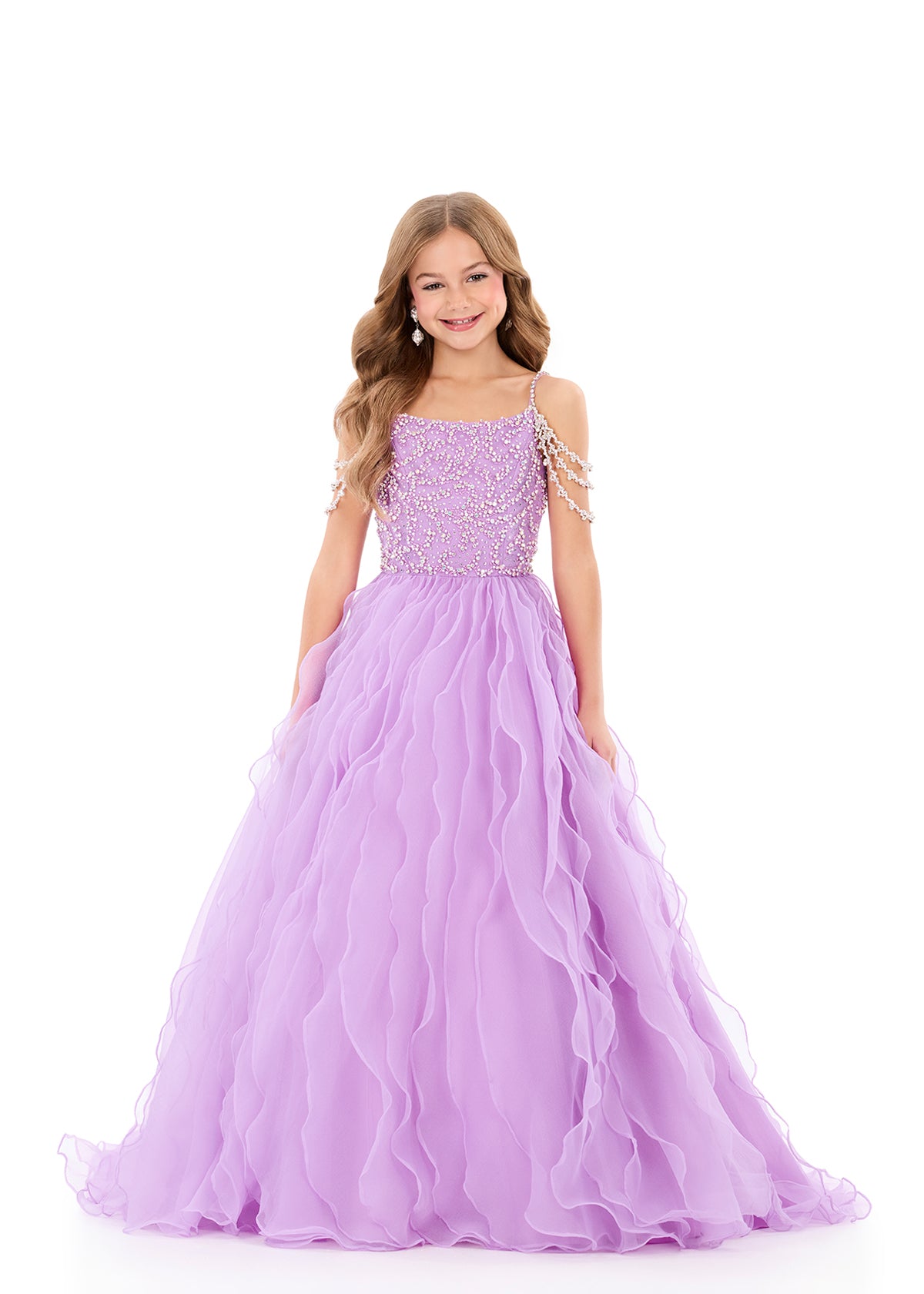 ASHLEYlauren Style 8382 Pageant Ball Gown with Crinkle Organza Skirt and Off Shoulder Straps for Kids ASHLEYlauren Style 8382 Pageant Ball Gown with Crinkle Organza Skirt and Off Shoulder Straps for Kids