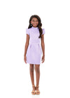 ASHLEYlauren 8384 | Lilac formal dress with cap sleeves and oversized bow back