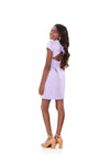 ASHLEYlauren 8384 | Lilac satin kids dress with high neckline and pleated skirt