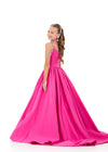 ASHLEYlauren 8386 | Candy-Pink pageant gown with full skirt and crystal embellishment