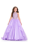 ASHLEYlauren 8395 Gown| stunning purple beaded neck long ruffle elegant kids pageant gown