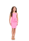 ASHLEYlauren 8401 Cocktail | Candy pink interview cocktail dress with a belt and a cute bow