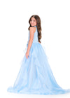 ASHLEYlauren 8412 Gown | Kids light blue fun fashion with sparkly bows and a blue overskirt