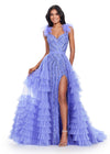 ASHLEYlauren 11602 Periwinkle Tiered Tulle Overskirt with Voluminous Layers, Perfect for Adding Drama to Any Gown, Jumpsuit, or Cocktail Look