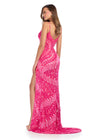 ASHLEYlauren 11814 - Pink Sequin Spaghetti Strap Evening Gown - Embellished Prom & Pageant Dress - Ashley Lauren Dresses  - Back View