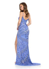 ASHLEYlauren 11814 - Gold Sequin Spaghetti Strap Evening Gown - Embellished Prom & Pageant Dress - Ashley Lauren Dresses - Back View