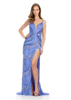 ASHLEYlauren 11814 - Lilac Sequin Spaghetti Strap Evening Gown - Embellished Prom & Pageant Dress - Ashley Lauren Dresses