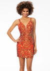 ASHLEYlauren 4521 stretch sequin cocktail dress featuring a V-neckline, V-back, and a fitted skirt for a sleek and glamorous look.