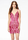 ASHLEYlauren 4521 stretch sequin cocktail dress featuring a V-neckline, V-back, and a fitted skirt for a sleek and glamorous look.
