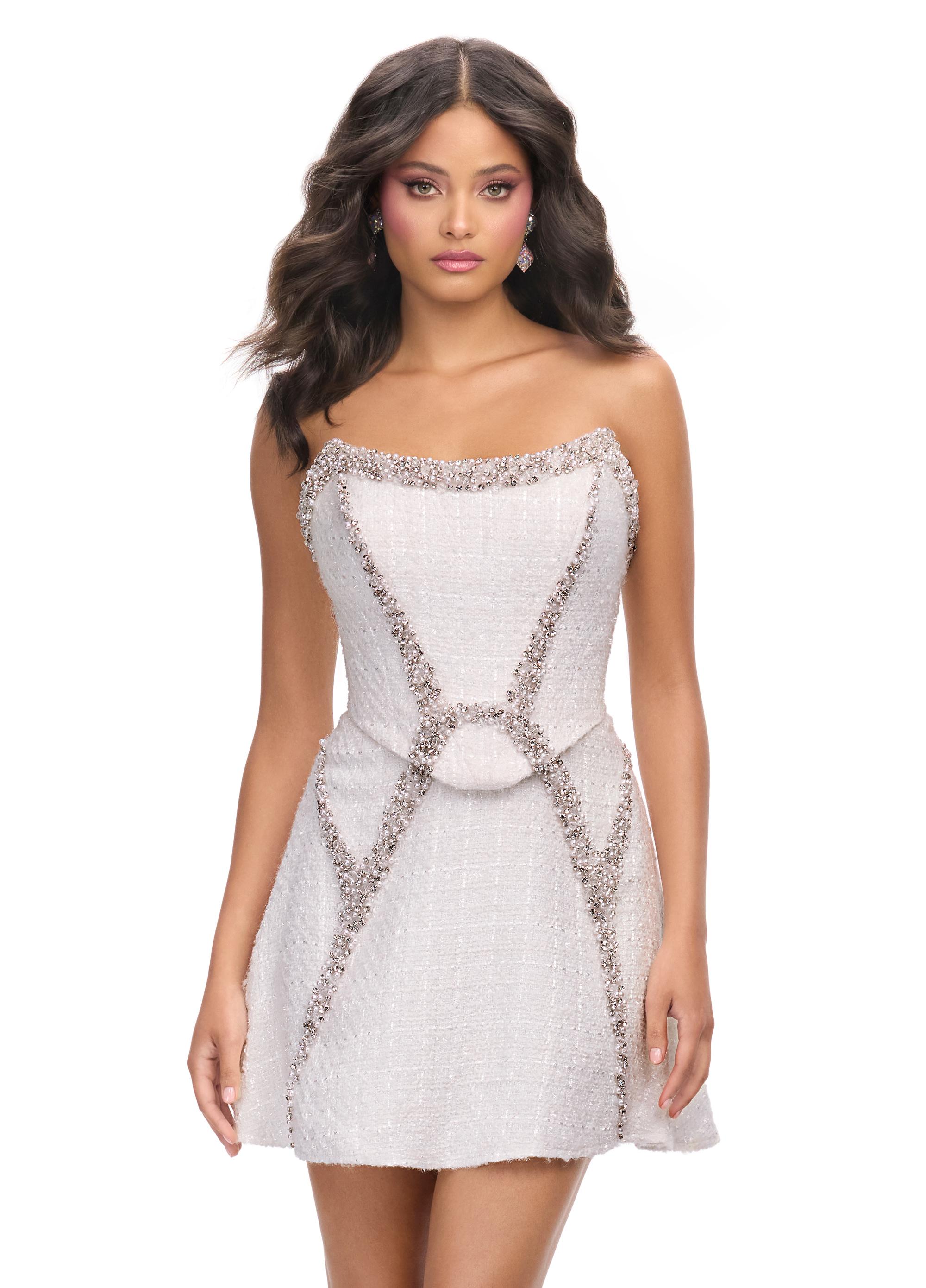 ASHLEYlauren 4714 Strapless Tweed Two Piece Set