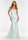 Ab/Ivory ASHLEYlauren 11109 Off-Shoulder Sequin Gown with Sweetheart Neckline, Full Zipper Back, Mermaid Silhouette, and Horsehair Hem