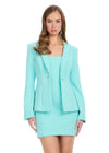 Aqua ASHLEYlauren 4812 Scuba Two-Piece Dress with Fitted Skirt, Matching Blazer, and Tonal Button Detail
