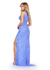 Back. ASHLEYlauren 11501 Periwinkle Fully Beaded High Neckline Gown