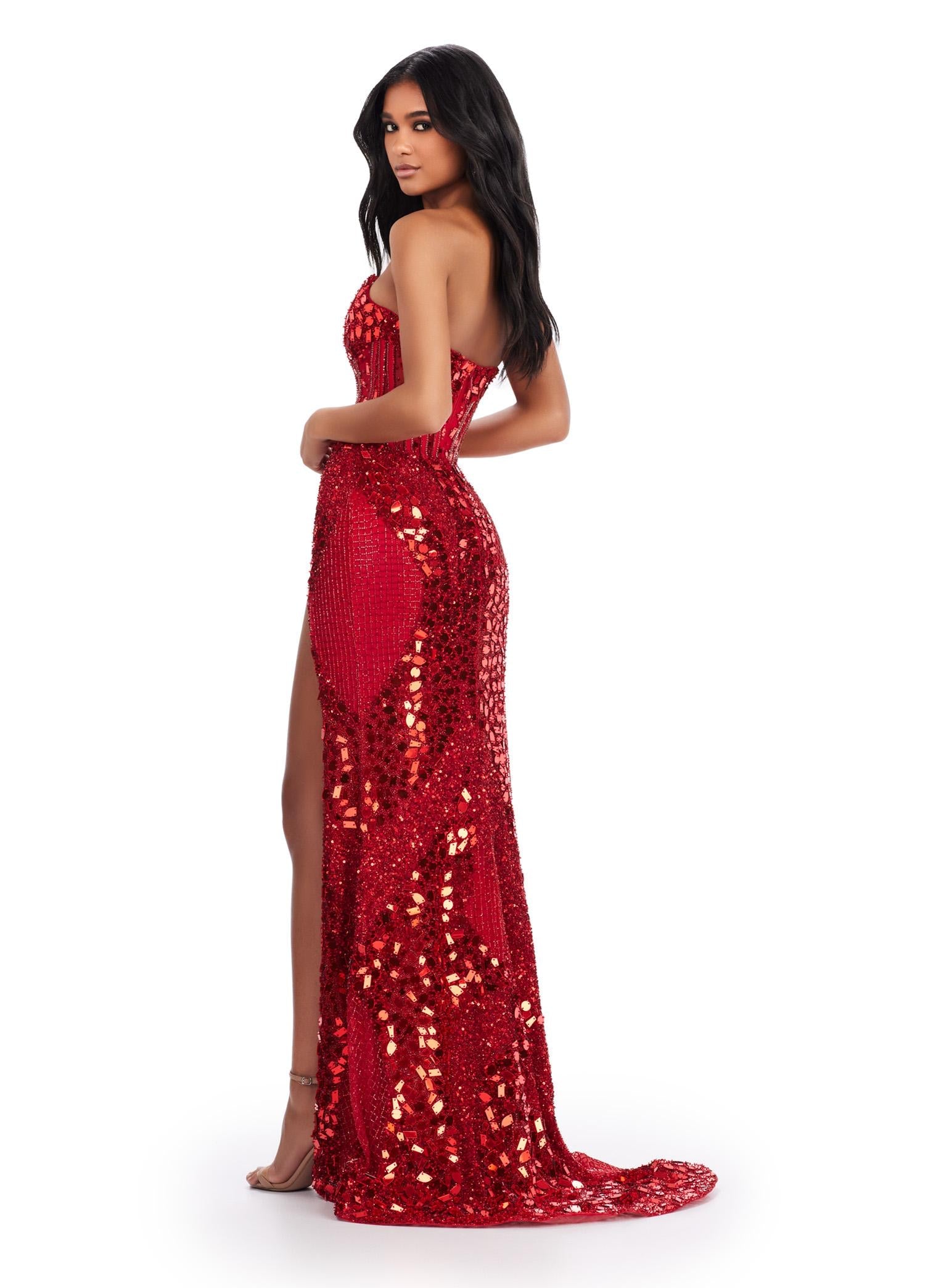 ASHLEYlauren 11599 - Fully Beaded Strapless Mirror Dress with Corset