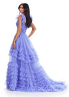 Back. ASHLEYlauren 11602 Periwinkle Tiered Tulle Overskirt with Voluminous Layers, Perfect for Adding Drama to Any Gown, Jumpsuit, or Cocktail Look