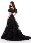 Back. ASHLEYlauren 11602 Tiered Tulle Overskirt with Voluminous Layers, Perfect for Adding Drama to Any Gown, Jumpsuit, or Cocktail Look