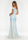 Back. Ab/Ivory ASHLEYlauren 11109 Off-Shoulder Sequin Gown with Sweetheart Neckline, Full Zipper Back, Mermaid Silhouette, and Horsehair Hem