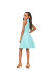 Back. Aqua ASHLEYlauren Kids 8165 Scuba Cocktail Dress with Halter Neckline and Bow Detail