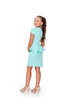 Back. Aqua ASHLEYlauren Kids 8205 Fitted Scuba Cocktail Dress with Peplum Detail and Bow