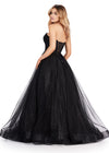 Back. Black ASHLEYlauren 11518 Romantic A-Line Glitter Tulle Ball Gown with Sweetheart Neckline, Lace Appliqué Corset Bodice, and Lace Up Back