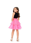 Back. Black/Pink ASHLEYlauren Kids 8216 Velvet and Organza Cocktail Dress with Beaded Waistband