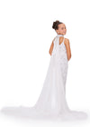 Back. Ivory ASHLEYlauren Kids 8190 Fully Beaded Jumpsuit with Matching Choker and Attached Cape