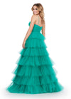 Back. Jade ASHLEYlauren 11622 Tulle Ball Gown with Sweetheart Neckline, Ruched Bustier, Spaghetti Straps, and Tiered Tulle Skirt