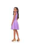 Back. Lilac ASHLEYlauren Kids 8165 Scuba Cocktail Dress with Halter Neckline and Bow Detail