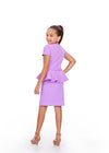 Back. Lilac ASHLEYlauren Kids 8205 Fitted Scuba Cocktail Dress with Peplum Detail and Bow