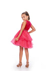 Back. Magenta ASHLEYlauren Kids 8216 Velvet and Organza Cocktail Dress with Beaded Waistband