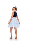 Back. Navy/Sky ASHLEYlauren Kids 8216 Velvet and Organza Cocktail Dress with Beaded Waistband