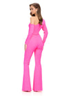 Back. Pink ASHLEYlauren 11763 Statement One Shoulder Scuba Jumpsuit