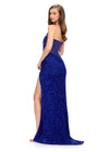 Back. Royal ASHLEYlauren 11236 jaw-dropping strapless gown featuring a fitted silhouette, corset bustier with stunning crystal beadwork, a fully beaded wrap skirt, and a left leg slit for a glamorous red carpet-worthy look.