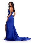 Back. Royal ASHLEYlauren 11574 One Shoulder Satin Gown with Sweetheart Neckline, Ruched Bustier, and Left Leg Slit