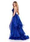 Back. Royal ASHLEYlauren 11601 Dramatic Ruffle Organza Side Overskirt with Wire Hem, Perfect for Pairing with Gowns, Jumpsuits, or Cocktail Dresses
