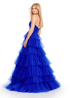 Back. Royal ASHLEYlauren 11621 Strapless Tulle Ball Gown with Ruched Bustier and Layered Multi-Tiered Skirt