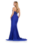 Back. Royal ASHLEYlauren 11690 Glamorous Strapless Gown with Exposed Corset Boning Encrusted in Press On Stones, Ruched Skirt, and Left Leg Slit